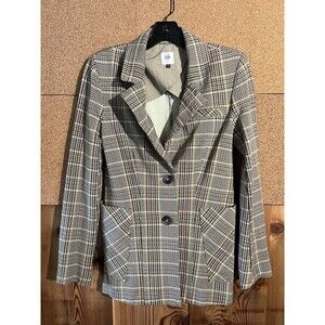Cabi Pastime Blazer Jacket Size 4 Multi Color Plaid 2-Button Style 3548